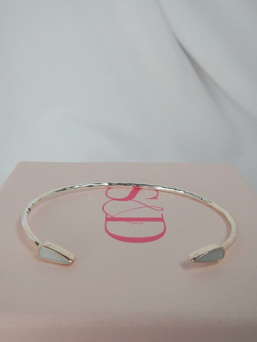 (NEW) Stella & Dot Sommerville Skinny Cuff Bracelet Silver Blue Green Stone